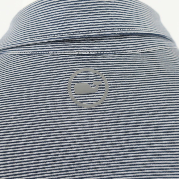 Jim Nantz Vineyard Vines Striped Polo Shirt Mens XL‎ Blue Gray Pima Cotton Blend - Picture 4 of 6